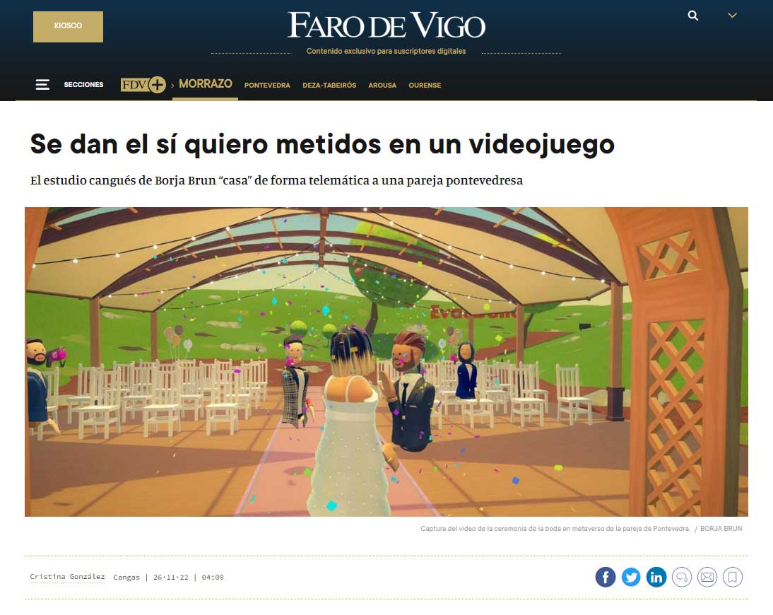Boda en el MetaVerso en Faro de Vigo